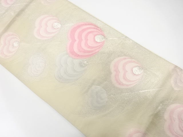 JAPANESE KIMONO / ANTIQUE FUKURO OBI / SILK / WOVEN PEACOCK FEATHERS